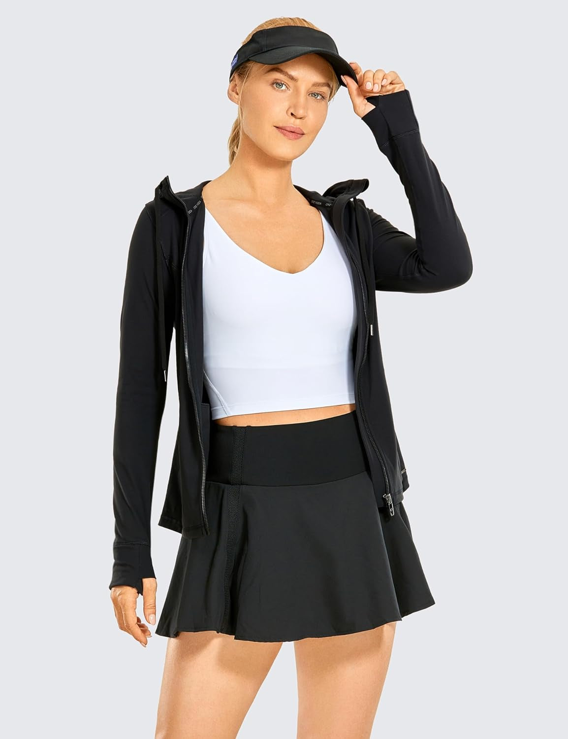 Women'S Brushed Full Zip Hoodie Jacket Sportswear Hooded Workout Track Running Jacket with Zip Pockets