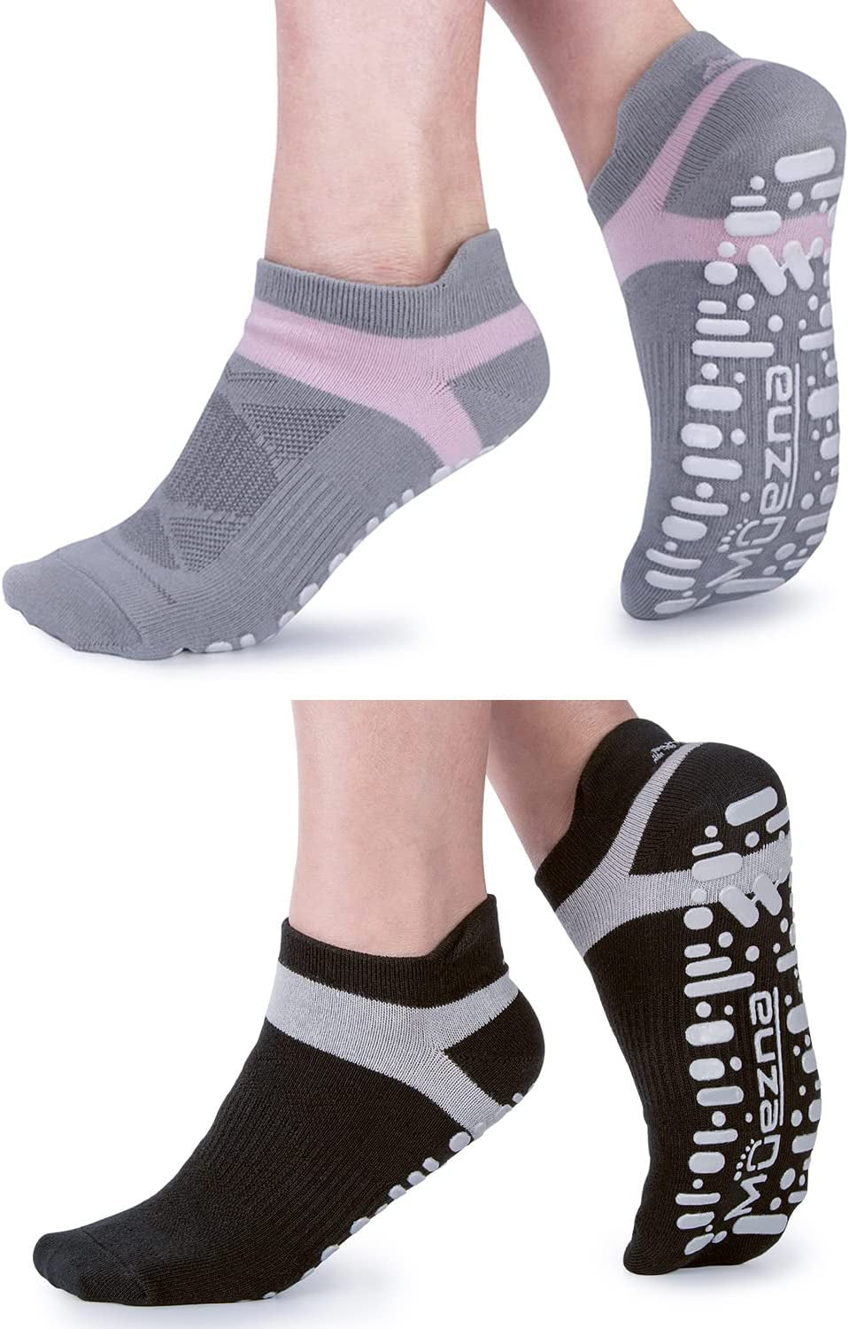 Non Slip Yoga Socks for Women, Anti-Skid Pilates, Barre, Hospital Socks with Grips, Size 5-10