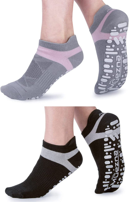 Non Slip Yoga Socks for Women, Anti-Skid Pilates, Barre, Hospital Socks with Grips, Size 5-10