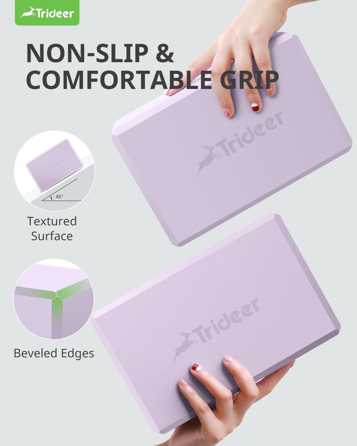 Yoga Blocks 2 Pack, Soft Non-Slip Surface Premium Foam Blocks, Supportive, Lightweight, Odor Resistant, Yoga Accessories for Pilates Meditation General Fitness Stretching Toning