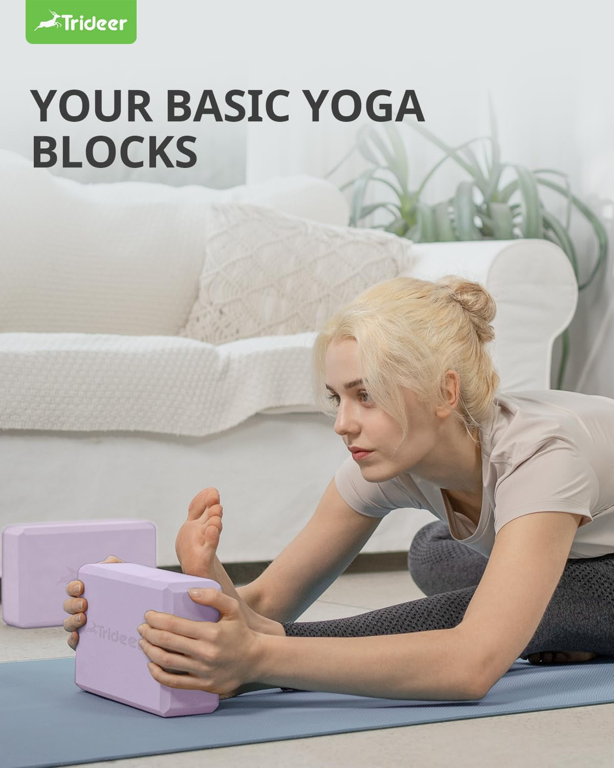 Yoga Blocks 2 Pack, Soft Non-Slip Surface Premium Foam Blocks, Supportive, Lightweight, Odor Resistant, Yoga Accessories for Pilates Meditation General Fitness Stretching Toning