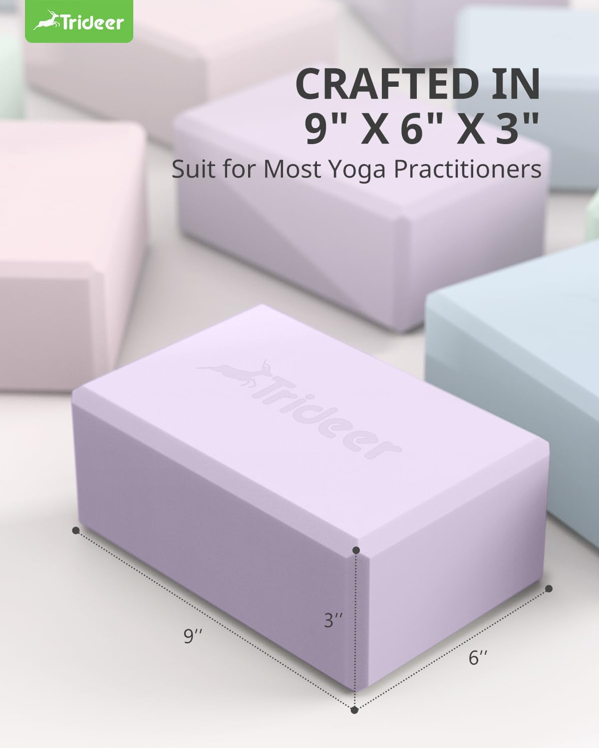 Yoga Blocks 2 Pack, Soft Non-Slip Surface Premium Foam Blocks, Supportive, Lightweight, Odor Resistant, Yoga Accessories for Pilates Meditation General Fitness Stretching Toning